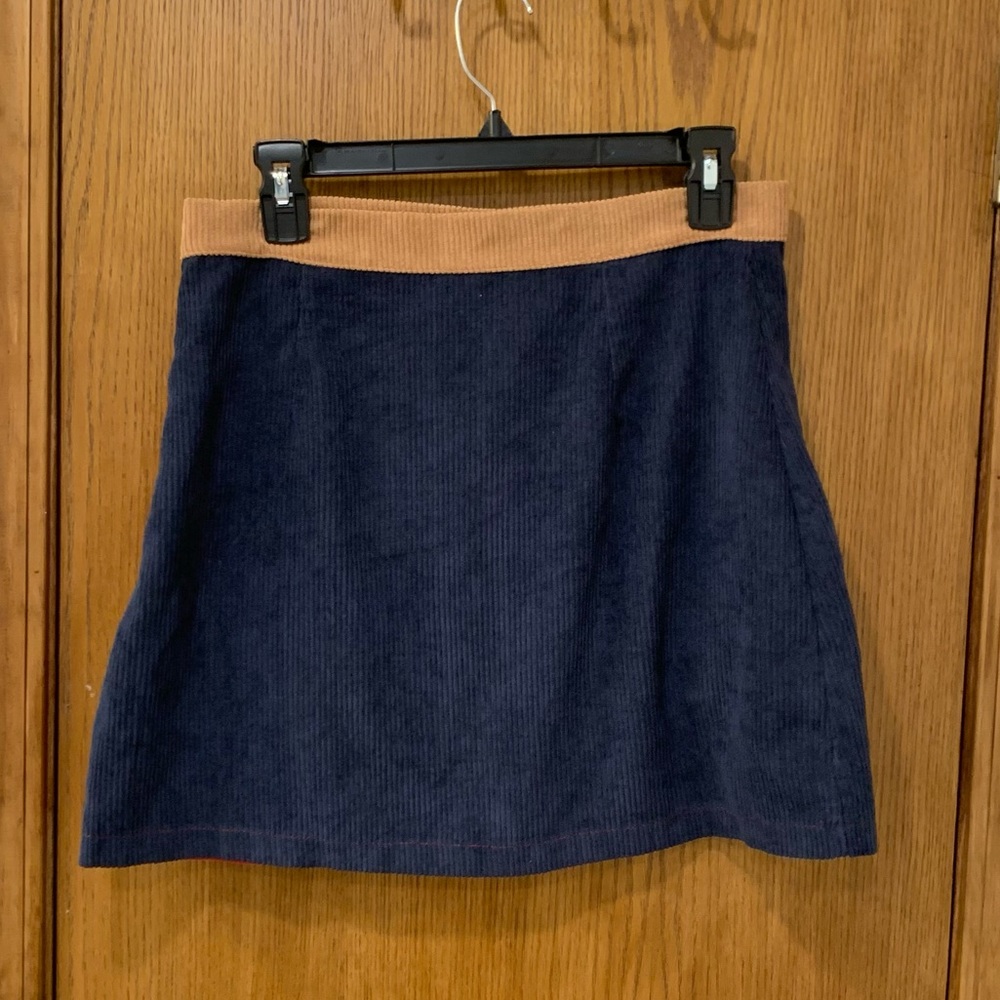 Mod Color Block Corduroy Mini Skirt, Large, High … - image 7